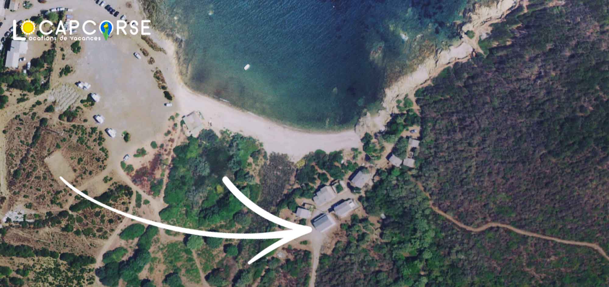 Vue satellite de la location de vacances à Tollare dans le Cap Corse